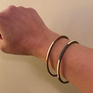 Classic Two-Tone brass Bangle Bracelet -
